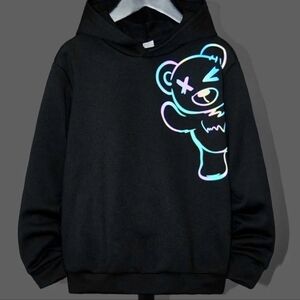 Reflective multicolor rainbow bear hoodie sweatshirt top NWT